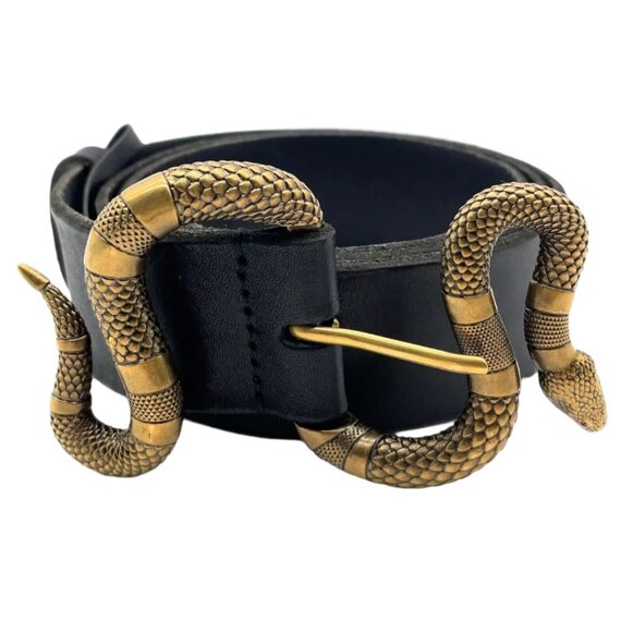 Gucci Snake Buckle Leather Belt